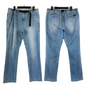 VTG Vintage Gramicci Light Wash Belted Denim Jeans Womens XL 32x31